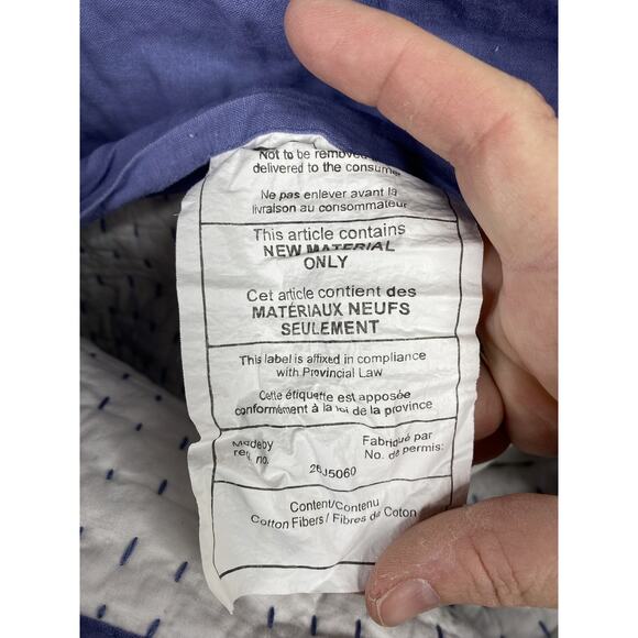 Pottery Barn Pick-Stitch Handcrafted Cotton Linen Quilted Pillow Std Sham Blue - Picture 11 of 14